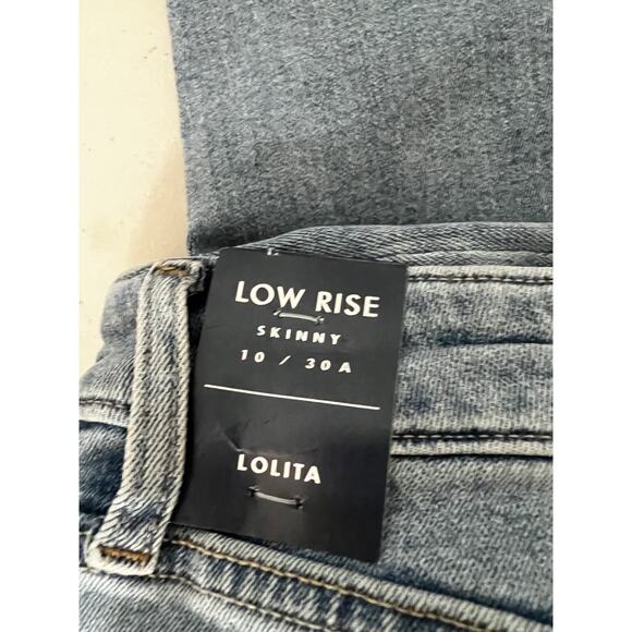 Lucky Brand Jeans Women's Distressed Ankle Skinny Stretch Solid Blue Size 10 New - Picture 2 of 9